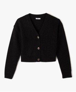 Gilet court en grosse maille fille